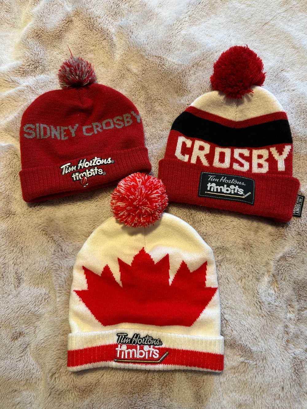 Tim Hortons Timbit Red & White Crosby Pom Beanie - Men's Winter Hat